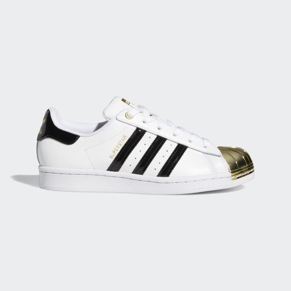 Adidas Women's Superstar Metal Toe Shell Toe Originals Shoes White/Black/Gold Metal Ireland FV3310